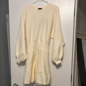 Miou Muse Cream Long Sleeve Dress
